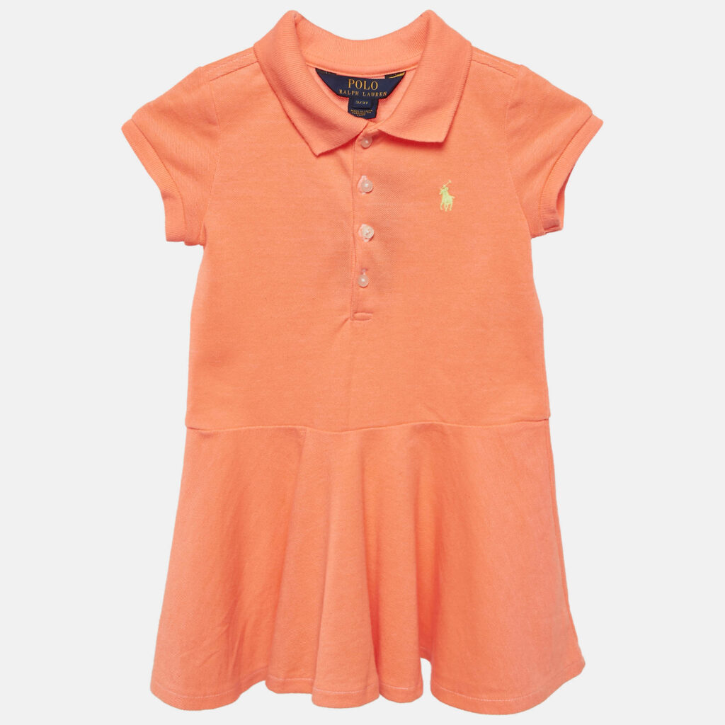 luxury-kids-polo-ralph-lauren-new-girls-p1126906-006 Polo Ralph Lauren Kids Orange Pique Flared Polo Dress 3 Yrs