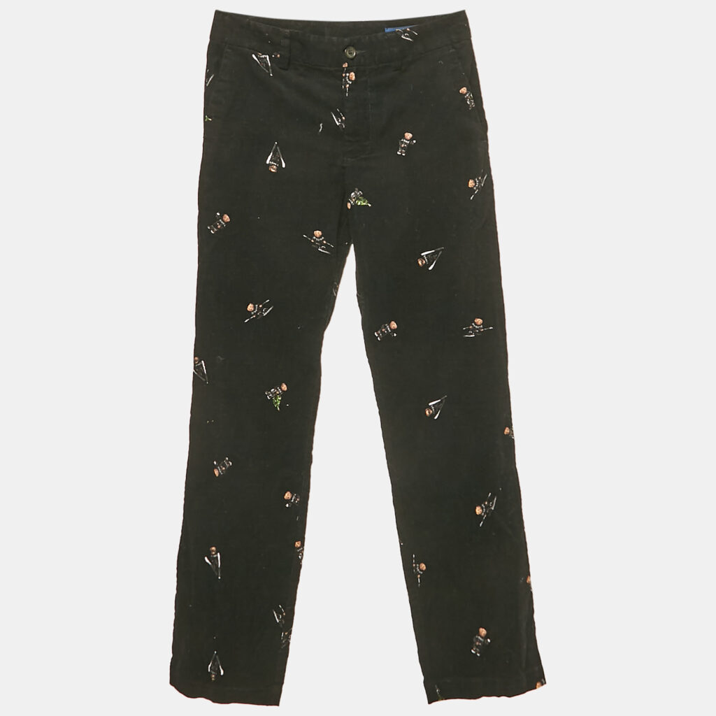 luxury-kids-polo-ralph-lauren-new-girls-p1127645-004 Polo Ralph Lauren Kids Black Bear Print Corduroy Pants 10 Yrs