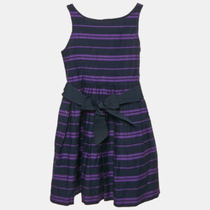 Polo Ralph Lauren Kids Newport Navy Stripe Cotton Sleeveless Fit and Flare Dress 6 Yrs