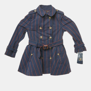 Polo Ralph Lauren Kids Navy Blue Striped Cotton Trench Coat 4 Yrs