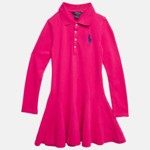 Polo Ralph Lauren Kids Pink Cotton Pique Pleated Polo Dress 7 Yrs