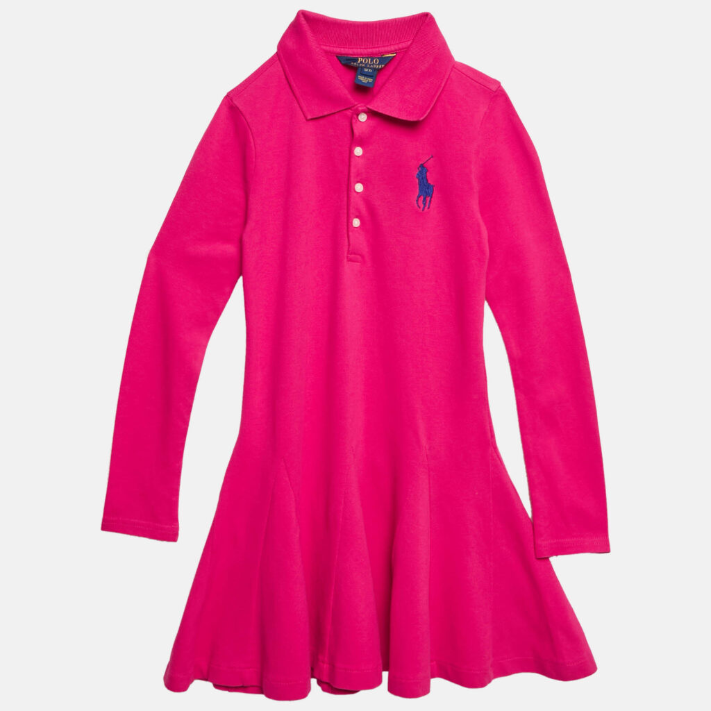 luxury-kids-polo-ralph-lauren-new-girls-p1128979-006 Polo Ralph Lauren Kids Pink Cotton Pique Pleated Polo Dress 7 Yrs