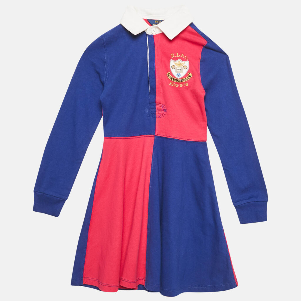 luxury-kids-polo-ralph-lauren-new-girls-p1129107-006 Polo Ralph Lauren Pink/Blue Rugby Applique Jersey Dress 7 Yrs