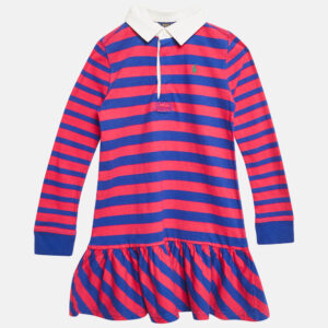 Polo Ralph Lauren Blue/ Pink Striped Jersey Pleated Polo Dress 6 Yrs