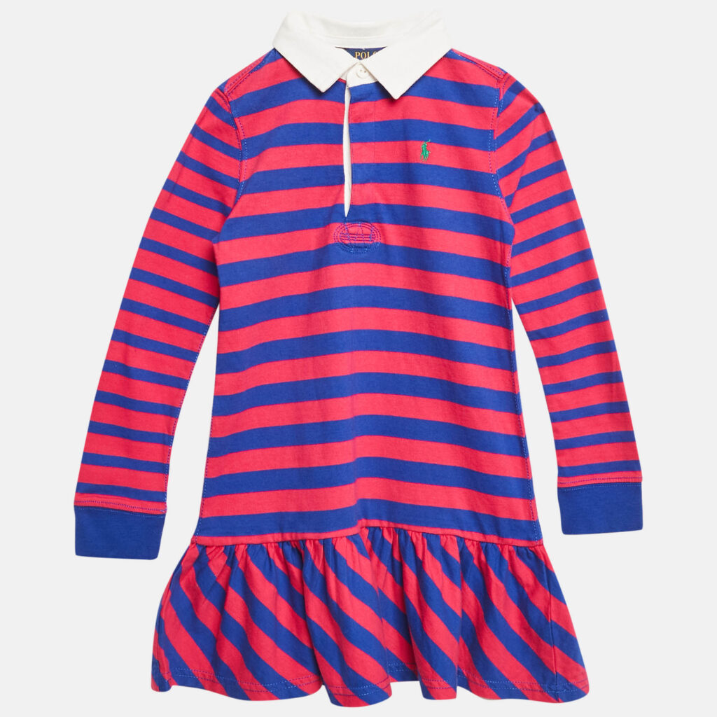 luxury-kids-polo-ralph-lauren-new-girls-p1129149-006 Polo Ralph Lauren Blue/ Pink Striped Jersey Pleated Polo Dress 6 Yrs
