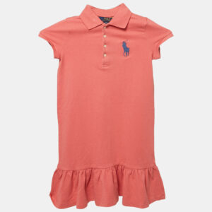 polo ralph lauren kids pink pique cotton pleated polo dress 6 yrs