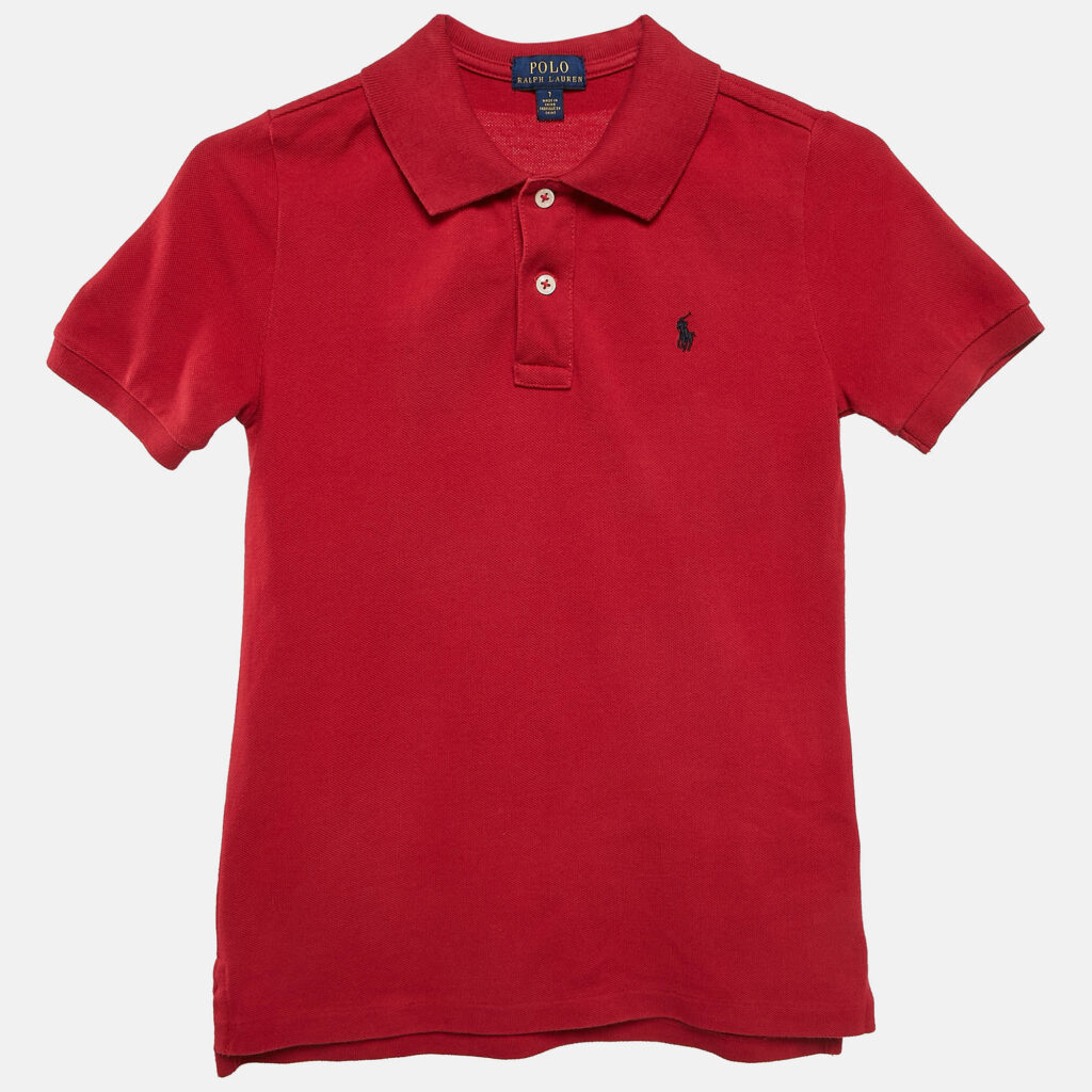 luxury-kids-polo-ralph-lauren-used-boys-p1101120-003 Polo Ralph Lauren Red Cotton Pique Polo T-Shirt 7 Yrs