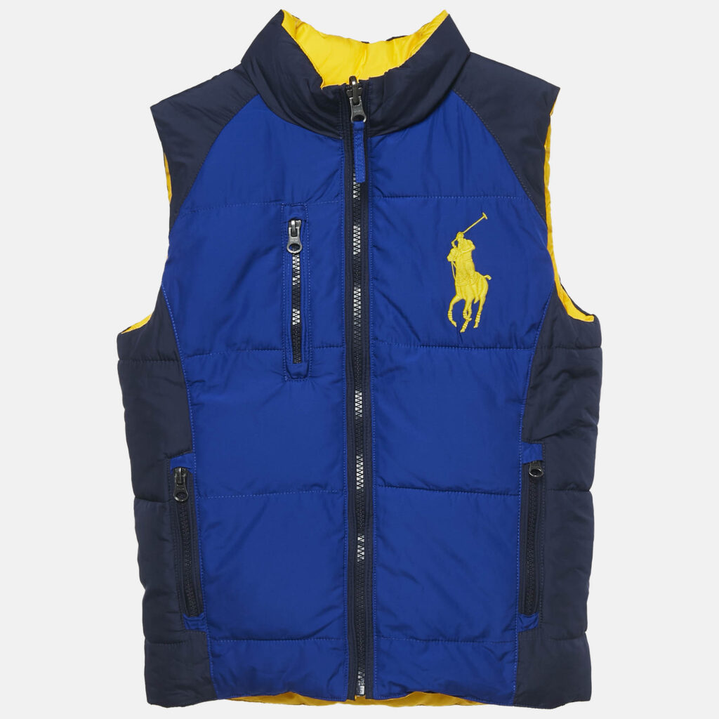 luxury-kids-polo-ralph-lauren-used-boys-p1129341-005 Polo Ralph Lauren Kids Blue/Yellow Synthetic Reversible Puffer Vest 6 Yrs