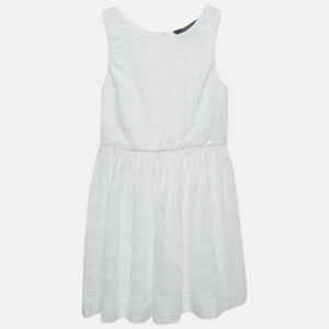 Polo Ralph Lauren Kids White Cotton Button Back Sleeveless Dress 8 Yrs