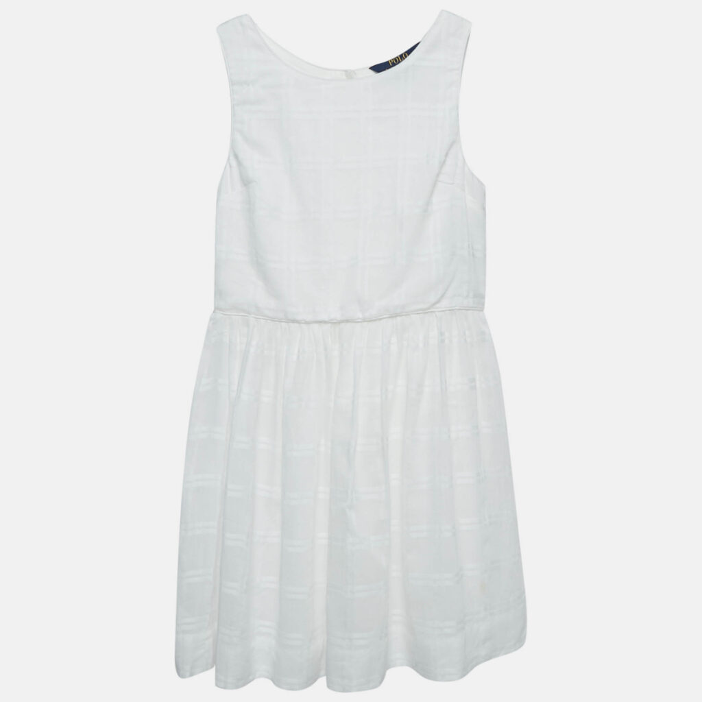 luxury-kids-polo-ralph-lauren-used-girls-p1128849-005 Polo Ralph Lauren Kids White Cotton Button Back Sleeveless Dress 8 Yrs
