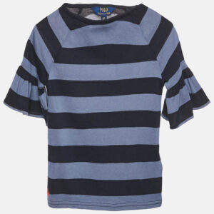 Polo Ralph Lauren Kids Blue Stripe Cotton Knit Bell Sleeve Top 7 Yrs