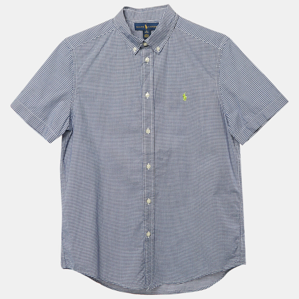 luxury-kids-ralph-lauren-new-boys-p1127296-004 Ralph Lauren Navy Blue Gingham Cotton Short Sleeve Shirt XL 18-20 Yrs