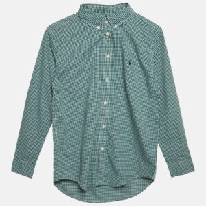 Ralph Lauren Kids Evergreen/White Gingham Cotton Long Sleeve Shirt XL (18-20)