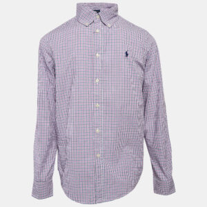 Ralph Lauren Kids Purple Checks Cotton Long Sleeve Shirt 14/16 Yrs