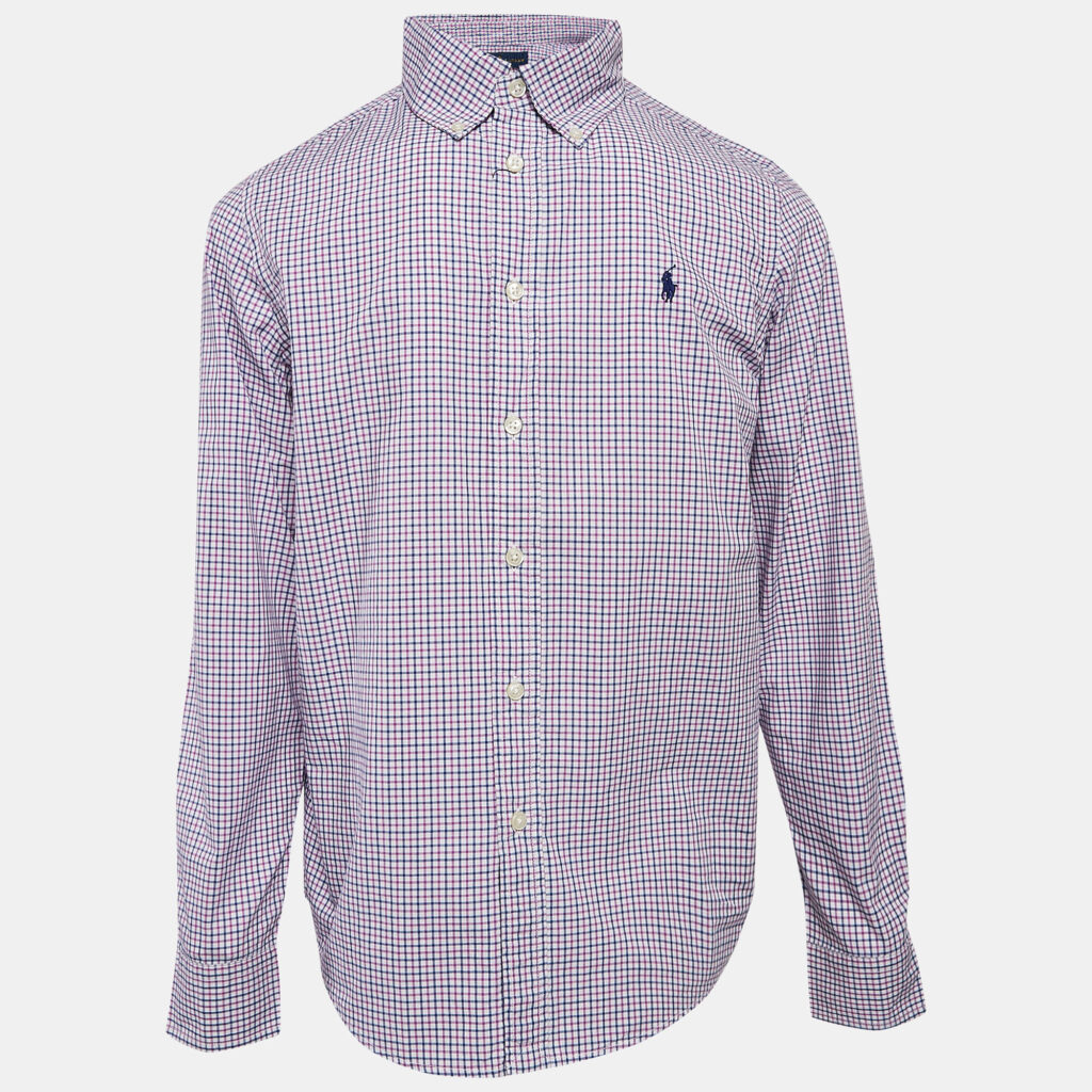 luxury-kids-ralph-lauren-new-boys-p1129815-002 Ralph Lauren Kids Purple Checks Cotton Long Sleeve Shirt 14/16 Yrs