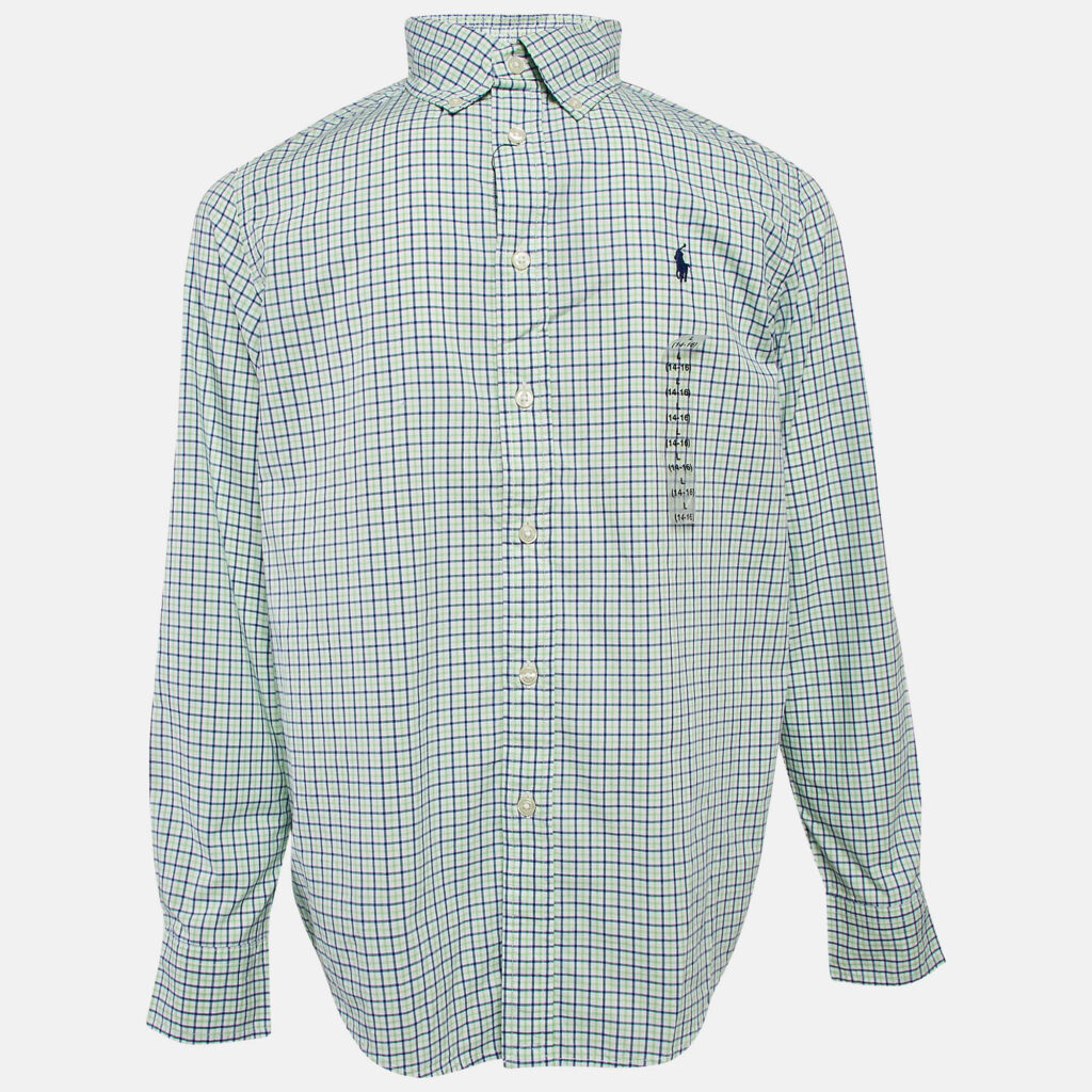 Ralph Lauren Kids Green Check Cotton Long Sleeve Shirt 14/16 Yrs