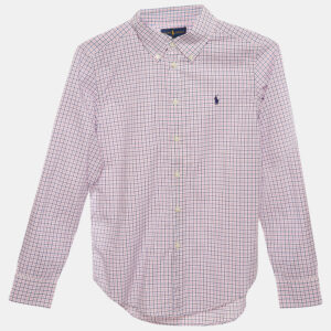 Ralph Lauren Kids Pink/Blue Check Cotton Long Sleeve Shirt 14-16 Yrs