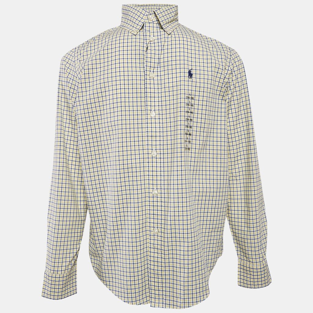 Ralph Lauren Kids Yellow/Blue Check Cotton Long Sleeve Shirt 14/16 Yrs