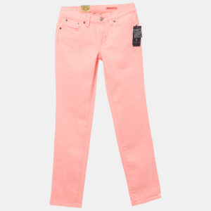Ralph Lauren Kids Florescent Pink Denim Bowery Skinny Fit Jeans 12 Yrs Waist 25"