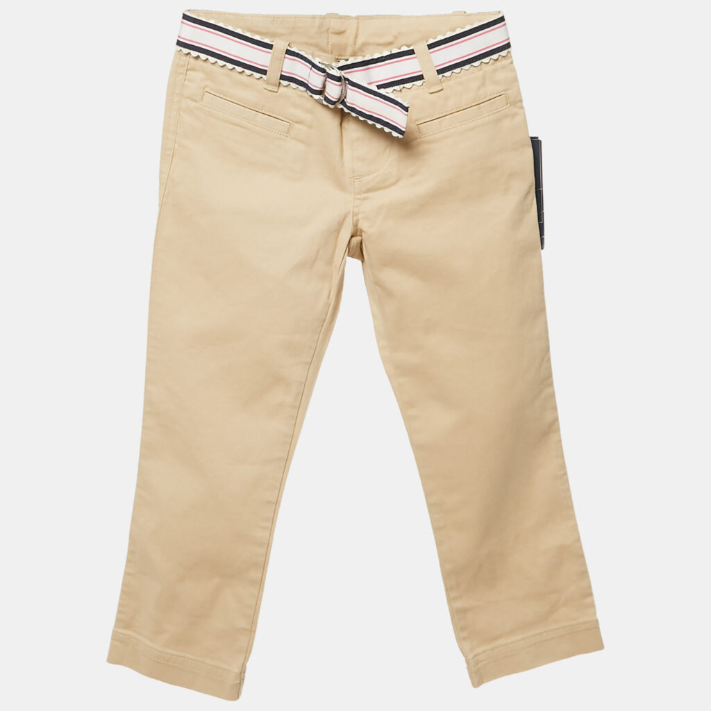 luxury-kids-ralph-lauren-new-girls-p1129458-004 Ralph Lauren Kids Royal Khaki Beige Cotton Chino Slim Pants 3 Yrs