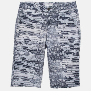 Roberto Cavalli Kids Blue Lizard Print Gabardine Bermuda Shorts L