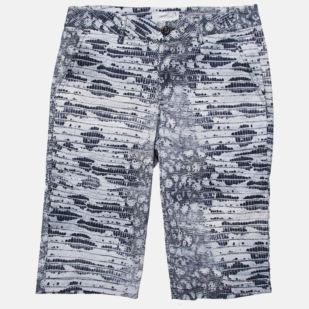 luxury-kids-roberto-cavalli-new-boys-p1126901-003 Roberto Cavalli Kids Blue Lizard Print Gabardine Bermuda Shorts L