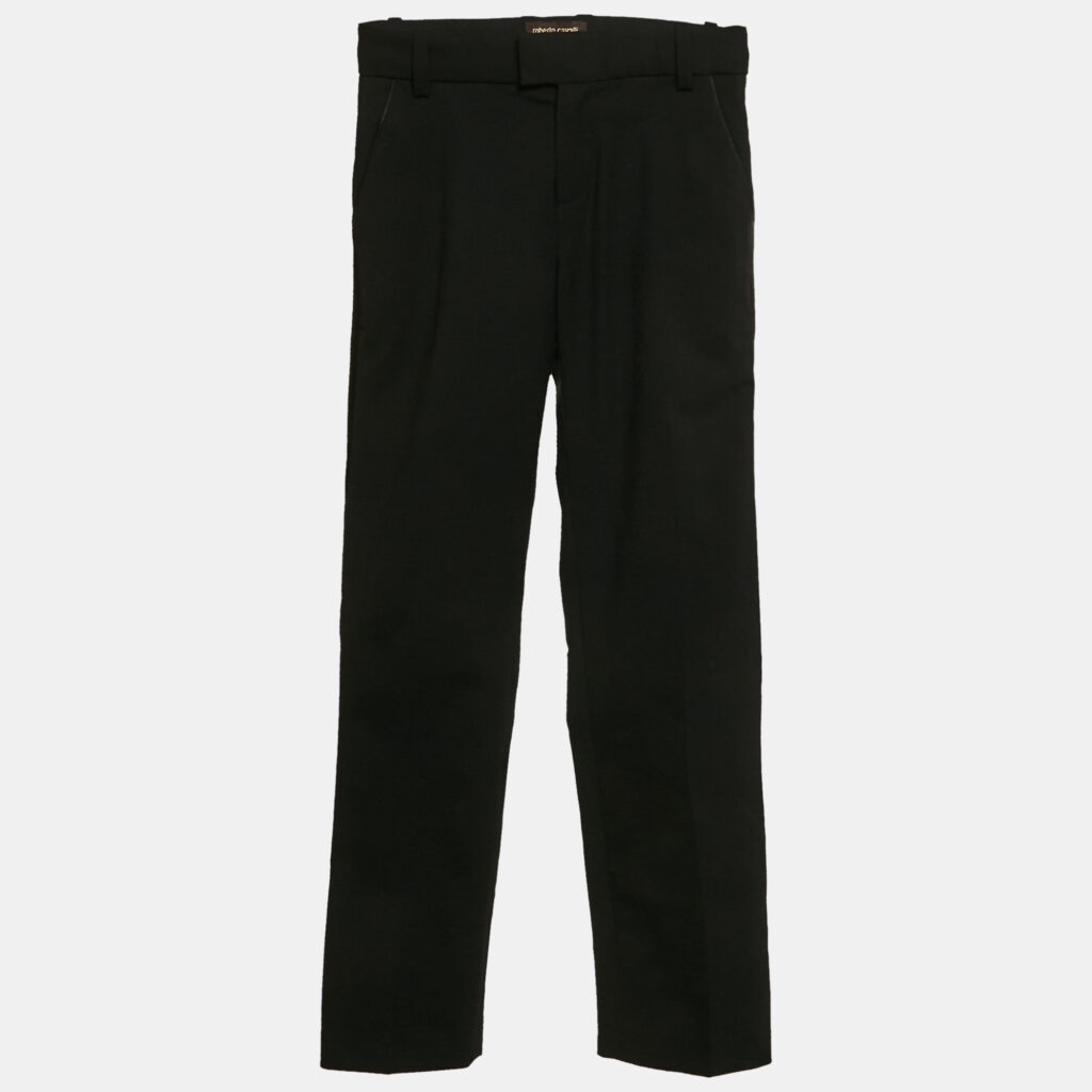 Roberto Cavalli Kids Black Wool Gabardine Side Trimmed Pants 8 Yrs