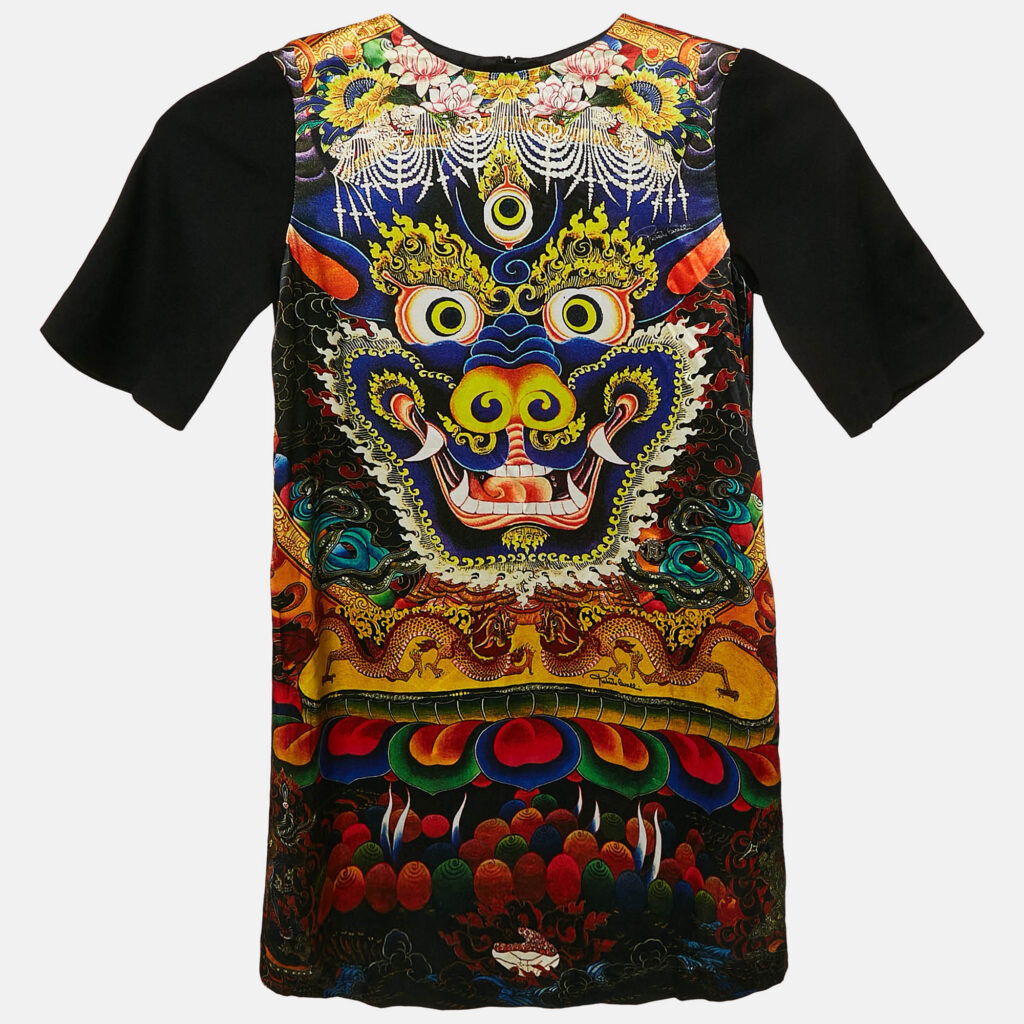 luxury-kids-roberto-cavalli-new-girls-p1128895-006 Roberto Cavalli Kids Multicolor Printed Satin and Knit Dress 8 Yrs