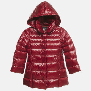 Simonetta Kids Dark Red Nylon Zip-Up Hooded Down Jacket 6 Yrs