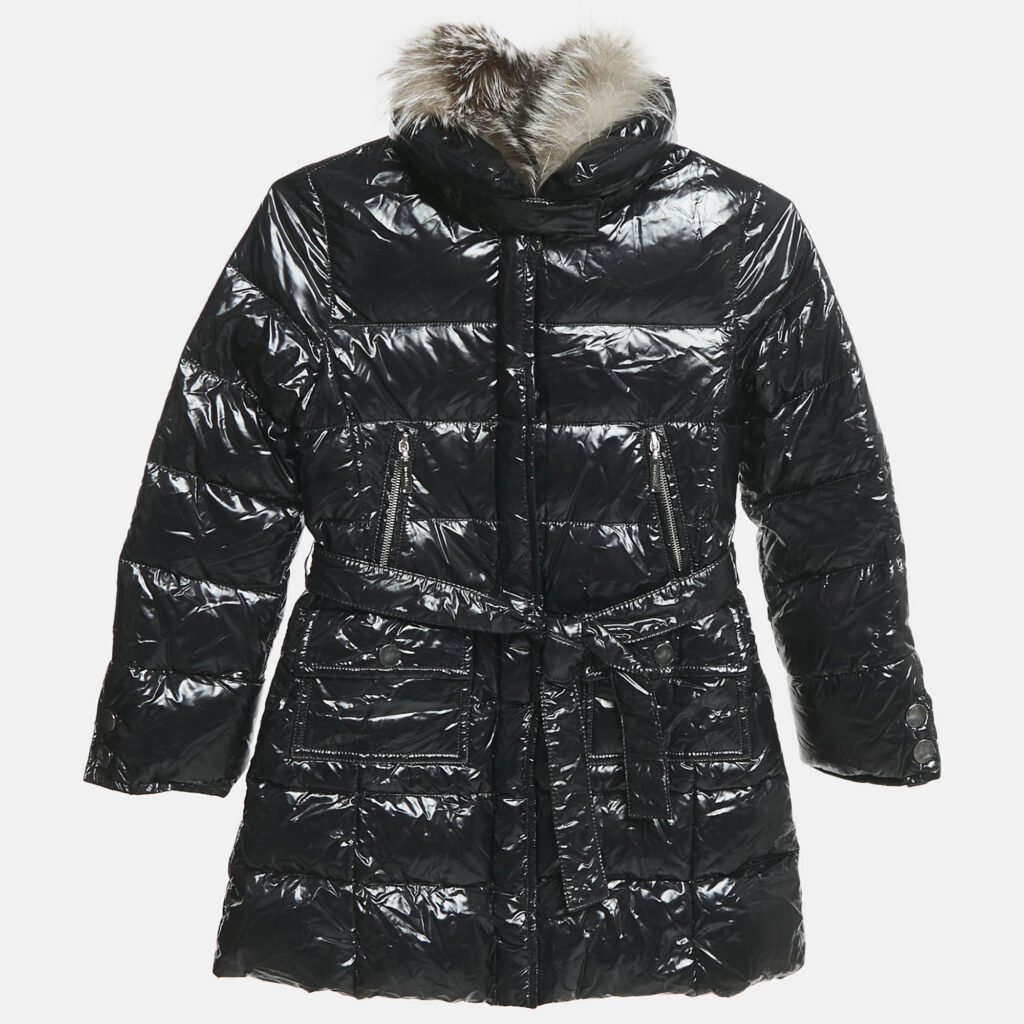 luxury-kids-simonetta-new-girls-p1141993-004 Simonetta Kids Black Nylon Detachable Fur Belted Down Jacket 8 Yrs