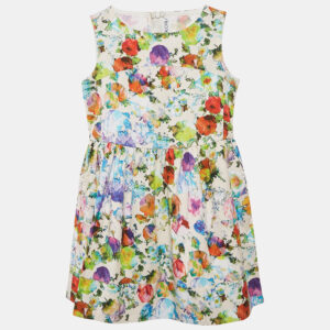 Simonetta Kids Multicolor Floral Print Cotton Sleeveless Dress 6 Yrs