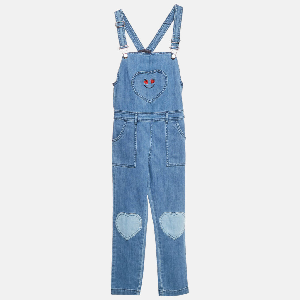 luxury-kids-stella-mccartney-new-girls-p1139497-007 Stella McCartney Blue Embordered Denim Applique Detail Jumpsuit 10 Yrs
