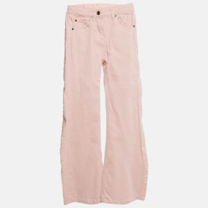 Stella McCartney Kids Pink Logo Embossed Denim Wide Leg Jeans 10 Yrs