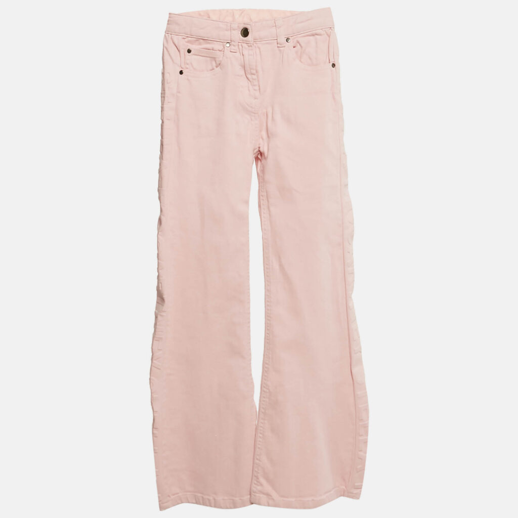 luxury-kids-stella-mccartney-used-girls-p1146382-006 Stella McCartney Kids Pink Logo Embossed Denim Wide Leg Jeans 10 Yrs