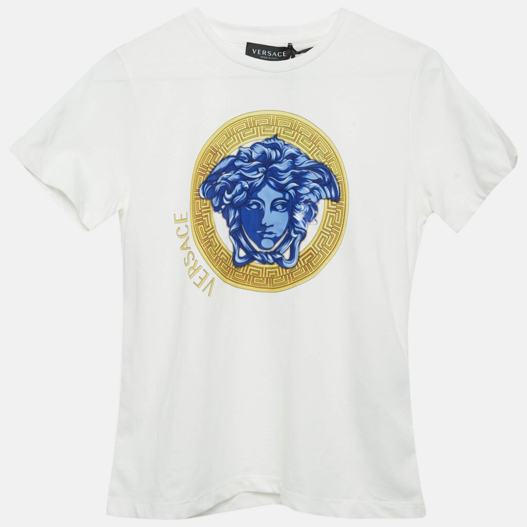 luxury-kids-versace-new-boys-p1129544-006 Versace Kids White Medusa Print Cotton Crew Neck T-Shirt 10 Yrs