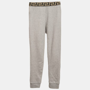 Versace Kids Grey Logo Waist Tape Detail Sweatpants 10 Yrs