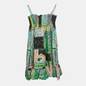 Versace Kids Multicolor Printed Cotton Smocked Sleeveless Dress 8 Yrs