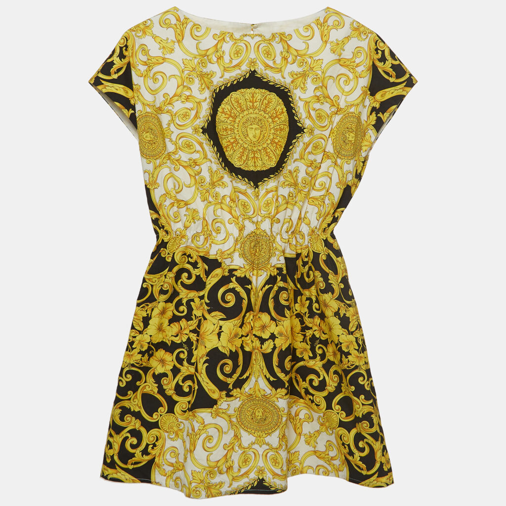 luxury-kids-versace-used-girls-p923991-006 Young Versace Black/Gold Baroque Print Cotton Dress (12 Yrs)