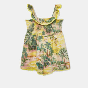 Zimmermann Kids Yellow Tropical Print Cotton Playsuit 10 Yrs