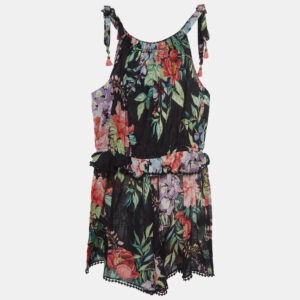 Zimmermann Black Floral Print Cotton Playsuit (10 Yrs)