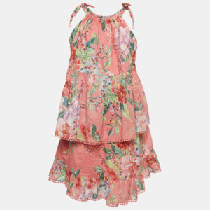 Zimmermann Pink Floral Print Cotton Top & Skirt Set (10 Yrs)