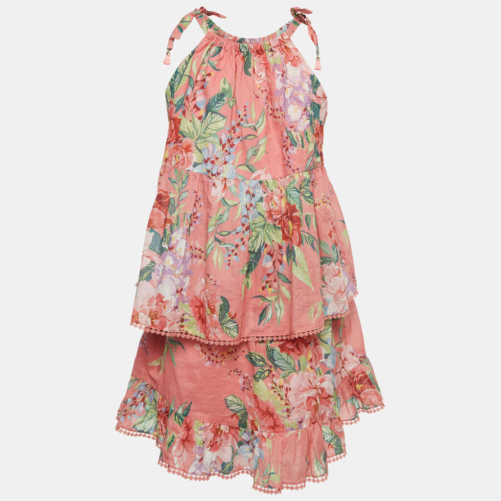 luxury-kids-zimmermann-used-girls-p922030-002 Zimmermann Pink Floral Print Cotton Top & Skirt Set (10 Yrs)