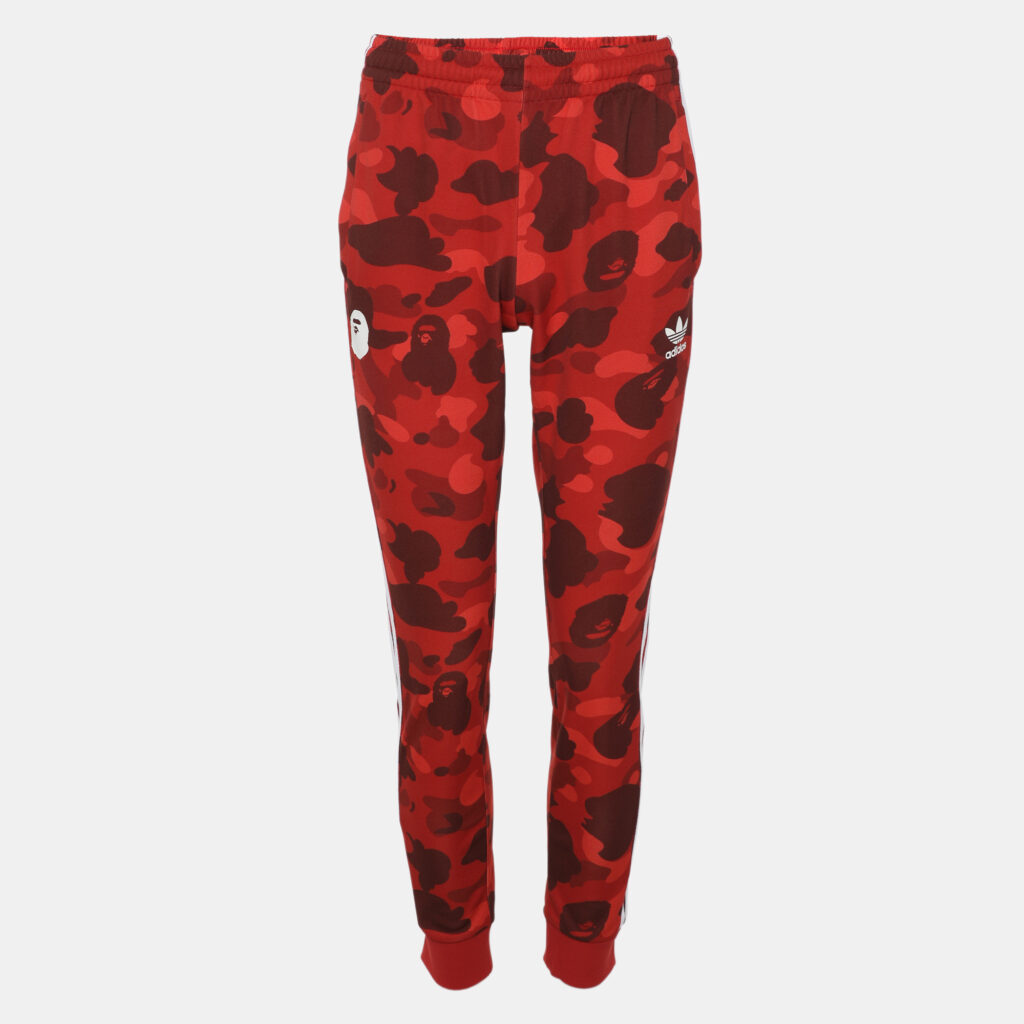 luxury-men-a-bathing-ape-new-clothes-p1129974-001 A Bathing Ape X Adidas Red Camouflage Print Polyester Drawstring Joggers S