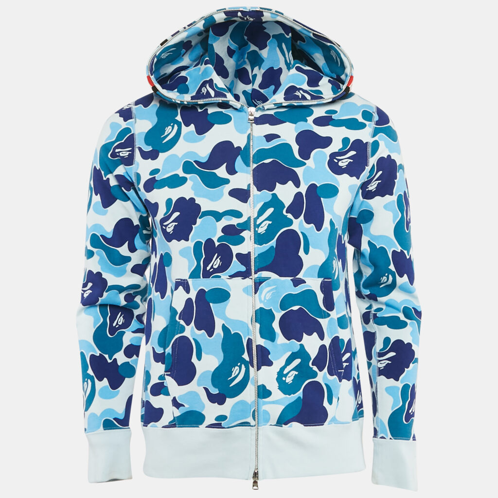 luxury-men-a-bathing-ape-used-clothes-p1118145-001 A Bathing Ape Blue Abc Camo Shark Print Full Zip Hoodie S