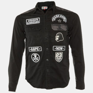 A Bathing Ape Black Cotton Applique Detail Shirt S