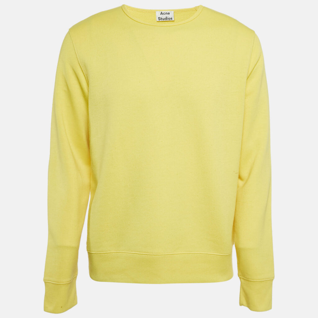 luxury-men-acne-studios-used-clothes-p1124627-001 Acne Studios Yellow Knit Casey Crinkle Sweatshirt M