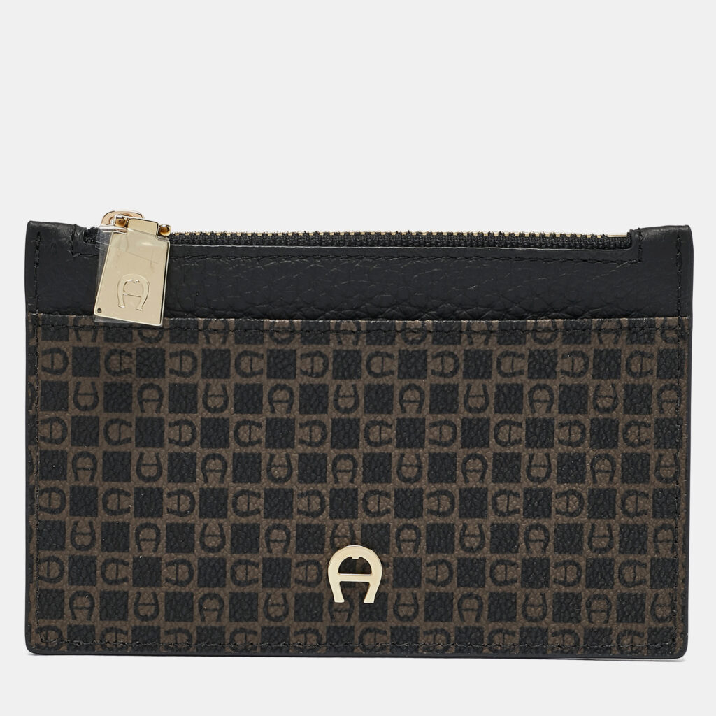 luxury-men-aigner-new-bags-p1124020-006 Aigner Black Monogram Coated Canvas and Leather Daniele Zip Card Holder