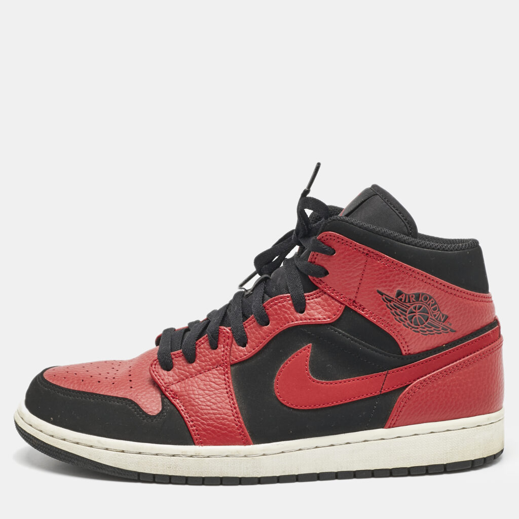 luxury-men-air-jordans-used-shoes-p1124802-001 Air Jordans Red/Black Leather Air Jordan 1 High Top Sneakers Size 44