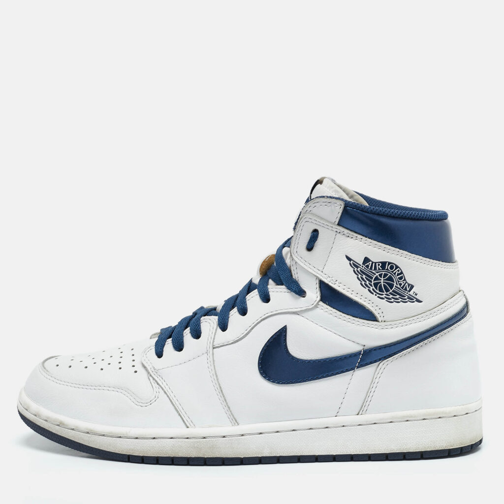 luxury-men-air-jordans-used-shoes-p1128738-010 Air Jordans White Leather Jordan 1 Retro High OG Sneakers Size 44