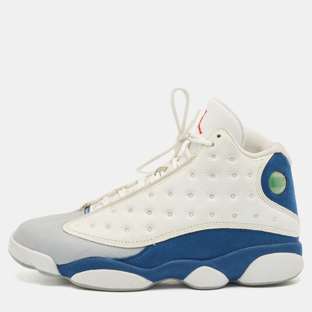 luxury-men-air-jordans-used-shoes-p1149590-001 Air Jordans Multicolor Leather and Durabuck Jordan 13 Retro French Blue Sneakers Size 45